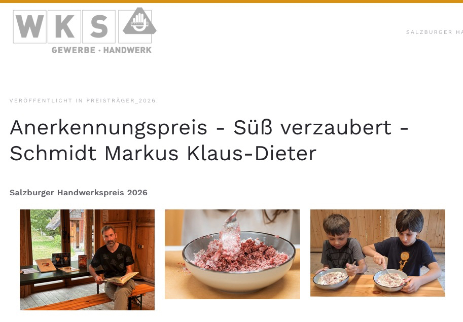 Salzburger Handwerkspreis 2026 - Anerkennungspreis für Süß verzaubert